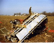 Upper antenna section rests in the field.